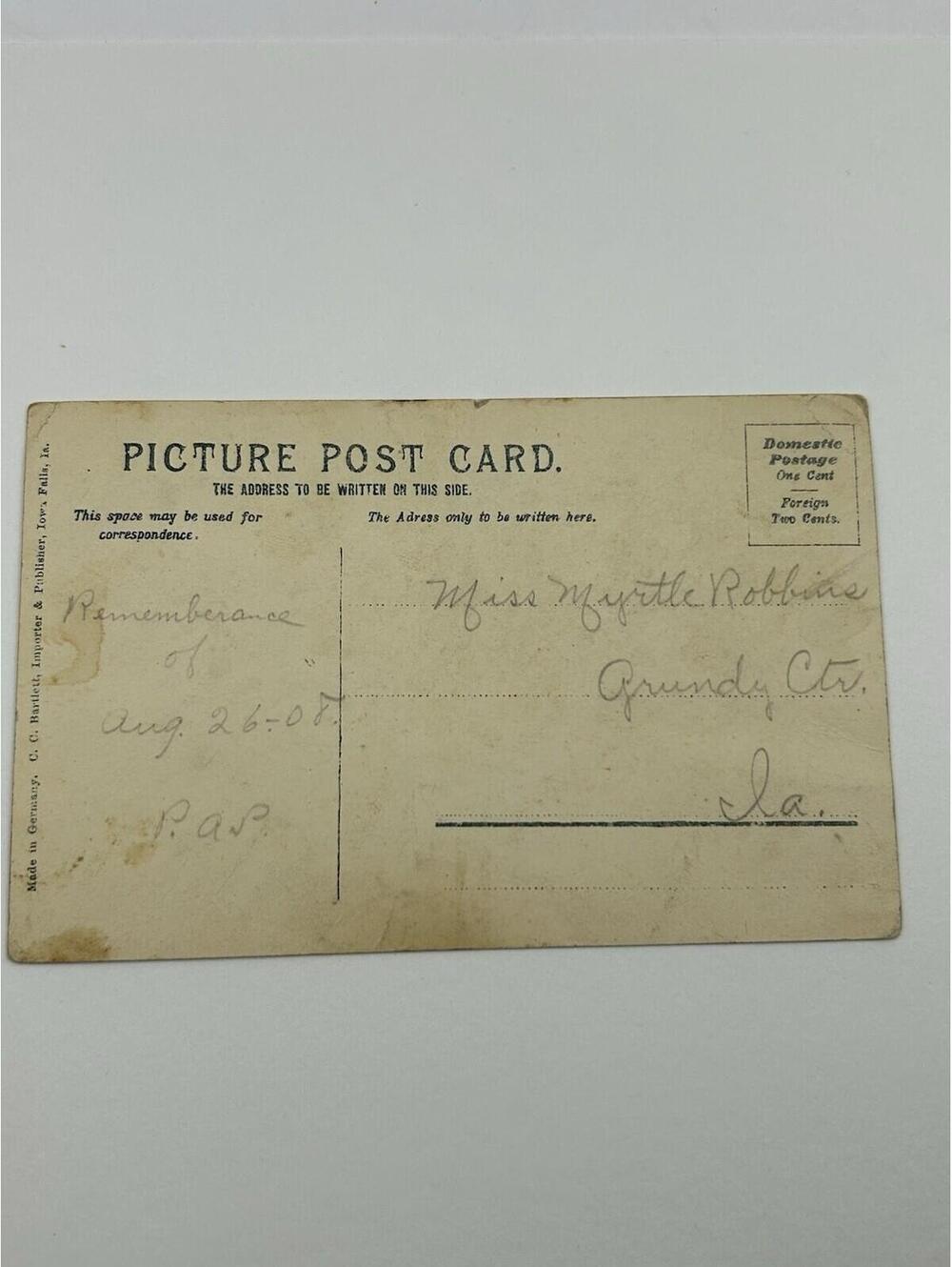 1908 Ellsworth College Old Main Iowa Falls IA Postcard Grundy Center IA 1c Stamp - Picture 11 of 16